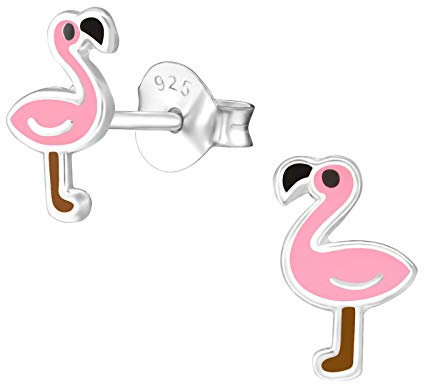 Monkimau Boucles d'oreilles Flamingo en argent 925