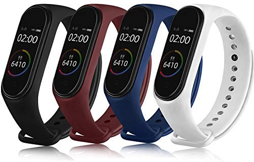 Mugust 4 Pezzi Cinturino per Xiaomi Mi Smart Band 4 / Mi Band 3 Braccialetto, Cinturini Silicone di Ricambio Morbido Traspirante da Orologio per Mi Band 4/3