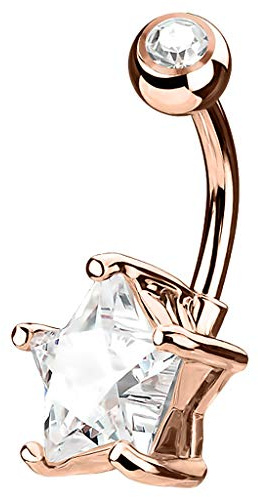 Taffstyle Bauchnabelpiercing Chirurgenstahl Stern Strass Kristall | Farbenauswahl