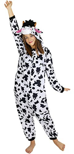 Funidelia | Disfraz de Vaca Onesie para Hombre y Mujer Talla M Animales, Granja - Color: Blanco - Divertidos Disfraces y complementos para Carnaval y Halloween