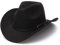 GEMVIE Cowboyhut für Damen und Herren, klassischer Fedora-Cowboyhut mit Rollkrempe, Wollfilz, Westernhut mit Gürtel - Beige - 7/7 1/4