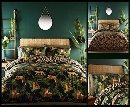 ® Duvet Set Jungle Palm Leaf Fern Tiger Cheetah Leopard Bedding Covers (Double)