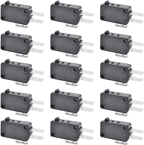 Youmile 15 Stück 16A SPDT Mikroschalter Snap Action Button Mikro-Endschalter V-15-1C25 AC/DC 125 V/250 V für Mikrowellen-Tür-Ofen-Gefrierschrank