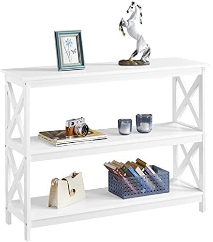 Yaheetech Tavolo Console a 3 Ripiani Tavolino da Ingresso Laterale Tavolo Consolle Salvaspazio per Soggiorno Salotto Corridoio Struttura a Forma X Mobiletto da Entrata 106 x 35 x 80 cm