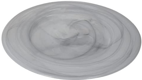 Keyhomestore- Set composto da 6 Piatti in vetro, di color Grigio, Diametro cm 33, ideali come piatto portata per la tavola.