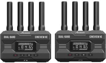 Accsoon CineView HE Kabelloses Video- und Bildübertragungssystem, 2,4+5 GHz kabelloser HDMI-Sender und -Empfänger, 0,06 s Latenz, 350 m Reichweite, UVC-Ausgang für Live-Streaming Tik-Tok YouTube Live