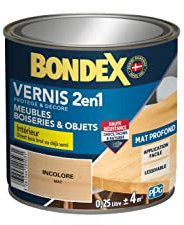 BONDEX - Vernis 2 en 1 Haute Résistance - Protège et Embellit le bois - Incolore Mat - 0,25 Litre