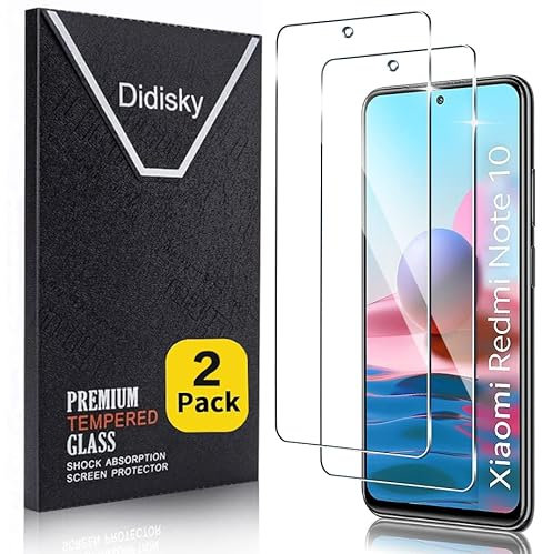 Didisky 2-Unidades Cristal Templado Protector de Pantalla para Redmi note 10S, Antihuellas, Sin Burbujas, Fácil de Limpiar, 9H Dureza,Transparente