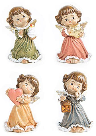 Logbuch-Verlag 4 kleine Engel mini Schutzengel Kommunion Weihnachtsengel Figuren 6 cm kleines Geschenk Weihnachten Kleinigkeit verschenken