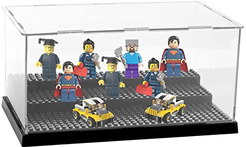 Acryl Schaukasten Vitrine, XiYee 3 Schicht Mini Figuren Schaukasten Staub Beweis Show Fall Base Für Minifiguren Ziegelstein Block Actionfiguren Blöcke Aufbewahrungs Display (A)