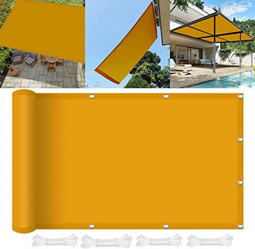 Sunsegel Rechteckig Wasserdicht 2 x 2.5 m Sonnenschutz Windschutz Sonnensegel Schattentuch Reißfest Wetterfest für Patio Hinterhof Rasengarten, Gelb