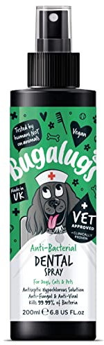 BUGALUGS Dog Breath Freshener Spray & Dog Plaque Remover - Natural Dog Teeth Cleaning Products For Bad Breath, Anti-Bacterial Dog Breath Freshener In Water Mouthwash Dogs & Cats
