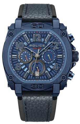 Police Herren Analog Quarz Uhr mit Leder Armband PEWJF0021904