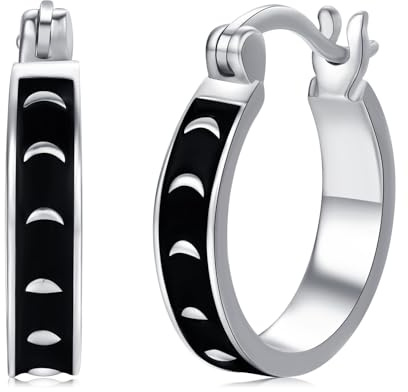 Mondphase Ohrringe 925 Sterling Silber Moon Hoop Ohrringe Crescent Mond Schmuck Geschenke für Frauen Mädchen Teenager Teenager