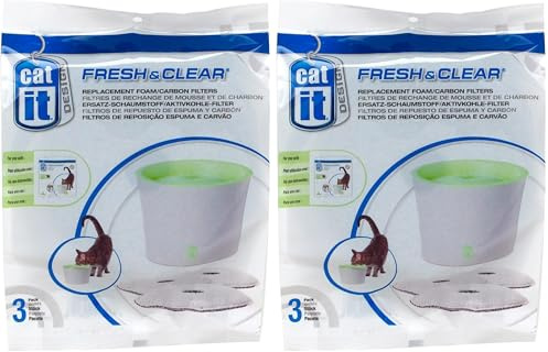 Catit Ersatzreinigungsfilter, Trinkbrunnenfilter, für die 3L Catit Trinkbrunnen, 6er Pack