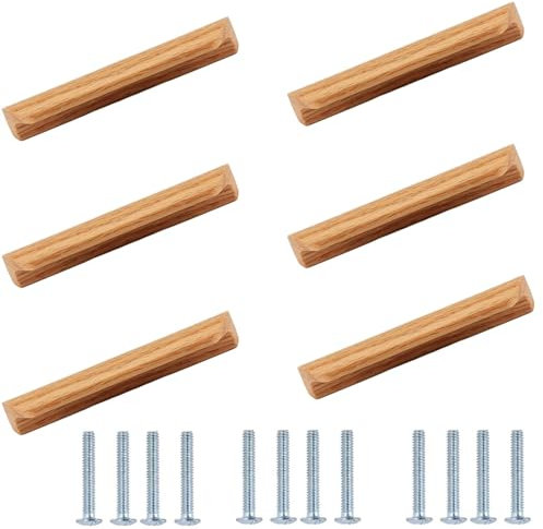 Drawer Handlessolid Wood Handles,Log Cabinet Doors,Cabinet Wardrobe Drawer Handles,Wooden Cabinet Door Handles,Oak,224mm,6 Pack