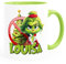 MoonWorks® Kaffee-Tasse Grinch Weihnachtstasse Mann Frau Paar mit Namen personalisierbar Geschenk lustig Weihnachtsmuffel Grinch Lady weiss-innen-hellgruen standard