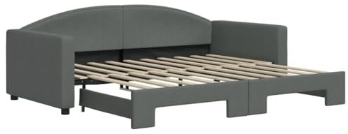 vidaXL Schlafsofa mit Ausziehbett - 2-in-1 Mehrzweck-Schlafsofa aus strapazierfähigem und elegantem Stoff in Dunkelgrau, modernes Design, einfache Montage, ideal für Wohnzimmer oder Schlafzimmer