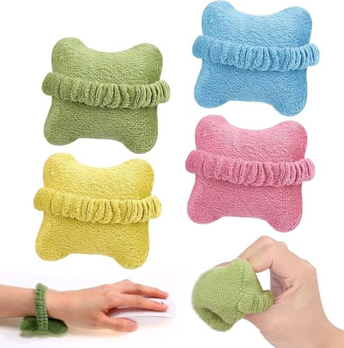 Mouse Pillow Wrist Rest, 4 PCS Wearable Mouse Wrist Rest with Cushion, Comfortable Mouse Wrist Pillow Colorful Keyboard Wrist Rest Wrist Support Cushion for Home Office Computer Laptop Typing Gaming