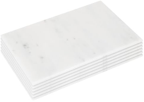 Argon Tableware Marble Placemats - 30 x 20cm - White - Pack of 6 - Rectangle Placemats Dining Mat Table Mat Plate Serving Trays for Appetizers, Lunch, Mains, Parties, Food Presentation