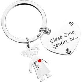 lorajewel Personalisierter Oma Schlüsselanhänger mit 1-5 Kinder Gravur Name Schlüsselanhänger Geschenk für Oma Muttertag Weihnachten (1 name)