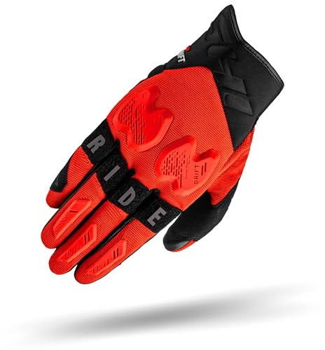 SHIMA DRIFT GLV Motorrad Handschuhe Herren Leder Kurze Sommer Motorradhandschuhe Schutz Touchscreen Stadt Lederhandschuhe Motorcycle Belüftet Verstärkt Perforiertes Leicht (Männer, Rot, S)
