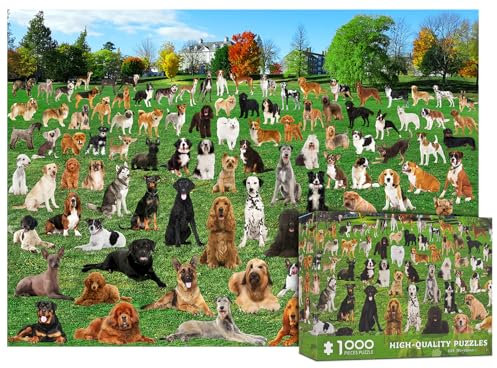 1000 piece jigsaw puzzles for adults-101 Lawn Puppies Puzzles For Adults 1000 Pieces Dogs Park Jigsaw Puzzles 1000 Pieces For Adults 101 Puppy Group Photo Puzzle 1000 Pieces, 1000 Piece Puzzle Dog