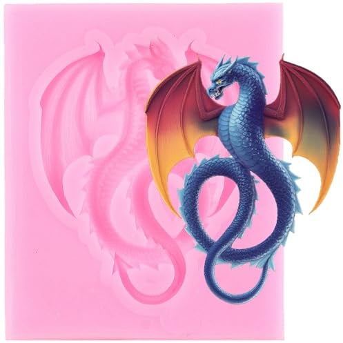 XMOLDNMS Drachen Silikonform Fliegender Drache Fondant Formen für Kuchendekoration Cupcake Topper Süßigkeiten Schokolade Polymer Clay Gummipaste