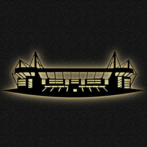 Namofactur LED Dortmund Fanartikel Geschenke - Fußball Stadion Silhouette Wanddeko - Batteriebetrieb