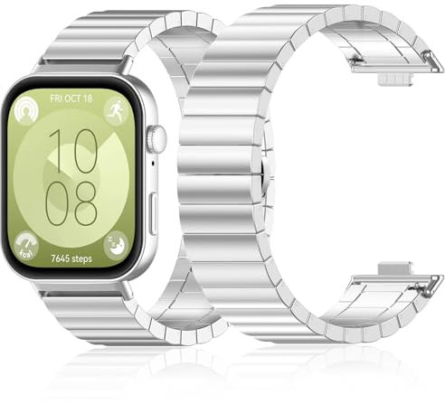 QULLOO Armband für Huawei Watch Fit 3 / Fit 4 / Fit 4 Pro, Quick Release Edelstahl Metall Armband Uhrenarmband Wasserdicht Business Ersatzband Strap Zubehör - Silber