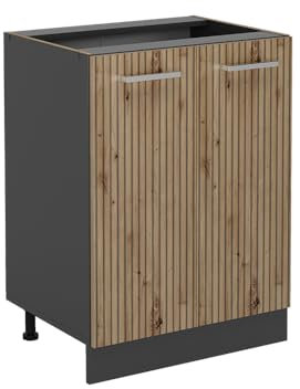 Vicco Küchenunterschrank R-Line, Artisan-Eiche/Anthrazit, 60 cm ohne Arbeitsplatte