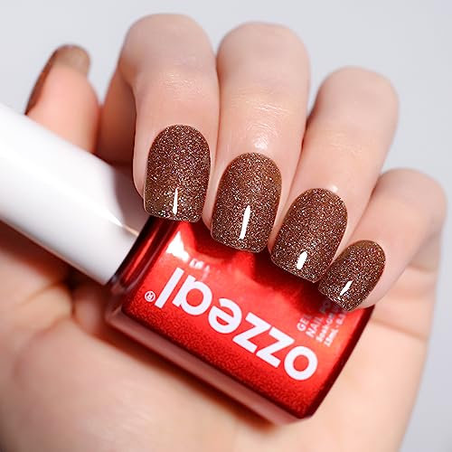 Ozzeal UV Nagellack Glitzer, 15ML Brown Schillernd Glitzer UV Gel Nagellack Glitzernder Schimmer Gel Nail Polish Frühling Sommer Regenbogen Gel Nagellack Soak Off UV Led Maniküre
