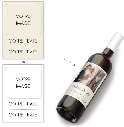 Etiquettes personnalisables bouteille vin | étiquette bouteille personnalisée | mariage, anniversaire, baptême, annonce grossesse