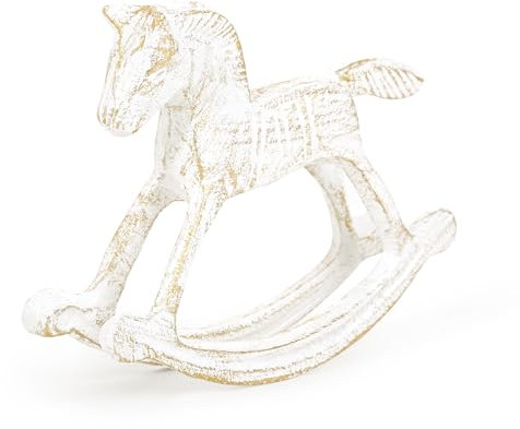 Sungmor Schaukelpferd-Statue aus Gusseisen, Heimbüro, Schreibtisch-Ornament, Vintage-Sammelfigur, dekorativer Briefbeschwerer, rustikales weißes kleines Pferd, Nostalgie, Weihnachtsdekoration