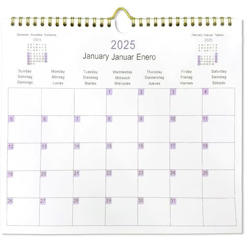 Deutsch Kalender 2025 Kalender 2025 Kalender UK 2025 Wandplaner Wandkalender 2025 Digitaler Kalender Wandkalender Wandplaner für Neujahr (dreisprachig: Englisch & Spanisch)