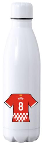 C&P Botella futbol personalizada, Botella de agua acero inoxidable térmica de doble Capa bebidas frías 24h y Calientes 12h, Capacidad 500 ml (Girona)