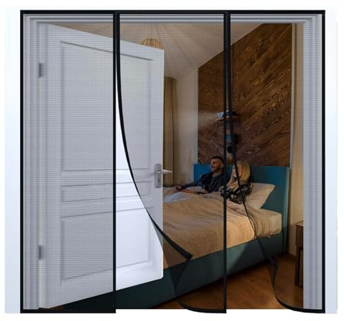 Magnet Fliegengitter Tür W285xH230cm Schwarz Fliegengitter Fenster Dachfenster Insektenschutz Ohne Bohren für Balkontür Schiebetür Fenster Garage