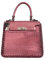Sac en cuir véritable imprimé fuchsia métalisé et crochet
