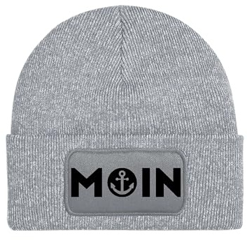 Mütze Beanie Moin Spruch Wintermütze Statement Fun-Print Unisex Strickmütze für Herren & Damen als Geschenk - Garumeliert