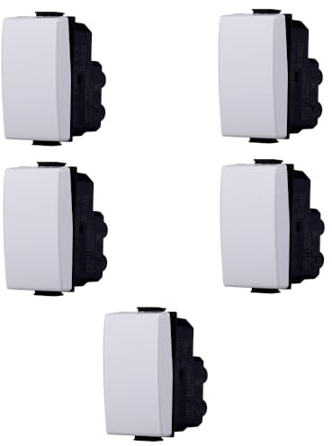 Moduli Bianchi, Compatibile Con Bticino Matix, interruttori, pulsanti, deviatori, dimmer, sensori, PIR, buzzer, Per Placche originali e compatibili (5x, deviatore)