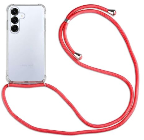betterfon Handykette Hülle kompatibel mit Samsung Galaxy S25 | Smartphone Hülle Case mit Band | Handyhülle Handyband zum Umhängen | Rot