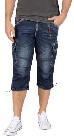 Timezone Herren 3/4 Cargo Jeans Loose MILESTZ Short Mid Waist Loose Fit - Blau