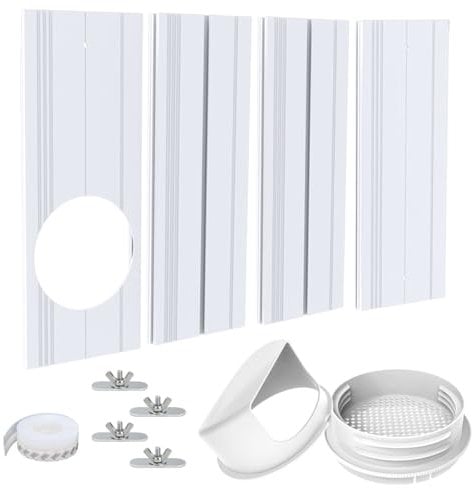 Kit de ventilación portátil de aire acondicionado para ventanas, sello de ventana de aire acondicionado para manguera de escape de aire acondicionado de 13/15 cm de diámetro, kit de ventana de CA