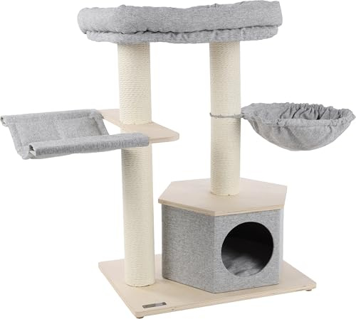 Flamingo Kratzbaum Kaleb – Grau & Beige – 88 cm | Stilvoll, funktional & gemütlich!