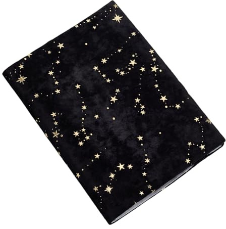 FINGERINSPIRE A5 Stoff Buchhüllen Schutzhülle 210x155mm Wiederverwendbares Polyester Schwarzer Taschenbuch Buchumschlag Tragbar Staubdicht Rechteckig Mit Sternmuster Für Die Schulbibliothek