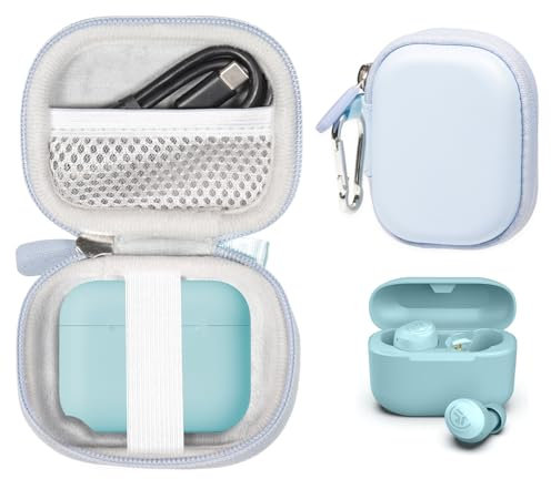 CaseSack Schutzhülle für JLab Go Pop+, Go Air Pop, Air, Air Tones+/ Tones, JBuds Mini True Wireless Earbuds, kompakter Organizer für die Ladehülle und Ladekabel, Blau