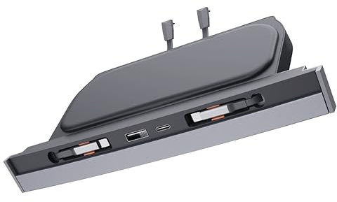 USB Docking Hub for Tesla Model 3 Model Y Waterproof - Fast Charger for Model Y/3 Accessories 2024 2023 2022 2021 Multi Port Retractable Docking Station, 100% Fit Center Console(Not Fit Model 3 2024)