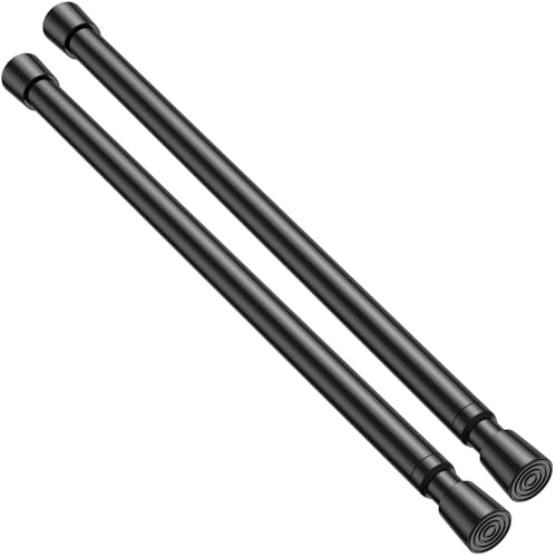 Klemmstange für Gardinen, Schwarz, 40-70cm, 2 Stück | Ohne Bohren, Teleskop Gardinenstange, Zum Klemmen, Spannstange, Duschstange