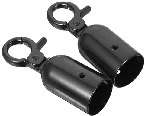 Veemoon Embouts de Corde Mousqueton 32mm en Alliage de Zinc, Connecteur de Corde de Barrière Velours Noir Brillant, Lot de 2 Pièces, Fixation Sécurisée pour Poteaux de Barrières
