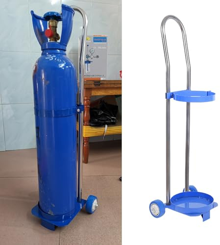 WMYYZYQ Oxygen Tank Holder Cart with Wheels, Sturdy Steel Cylinder Dolly for Easy Transport and Storage, Multi-Functional Handcart for Gas Cylinders,H-95cm(37 3/8)